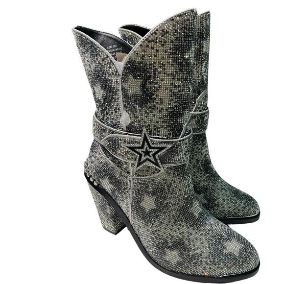 Boots - Rhinestones boots - Sheriff Shine Boots - Black/Silver with stars NWT - Picture 6 of 13